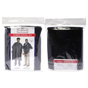 Barber Jacket and Cutting Cap Set - Black by Scalpmaster-2 Pc